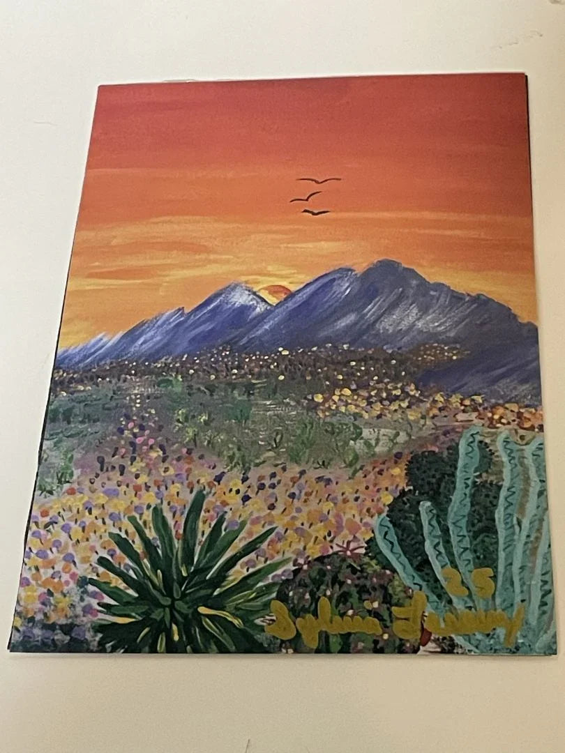 Franklin Mountain Poppy Magnet – 4x6 Acrylic Art Print - Ysleta Mission Gift Shop