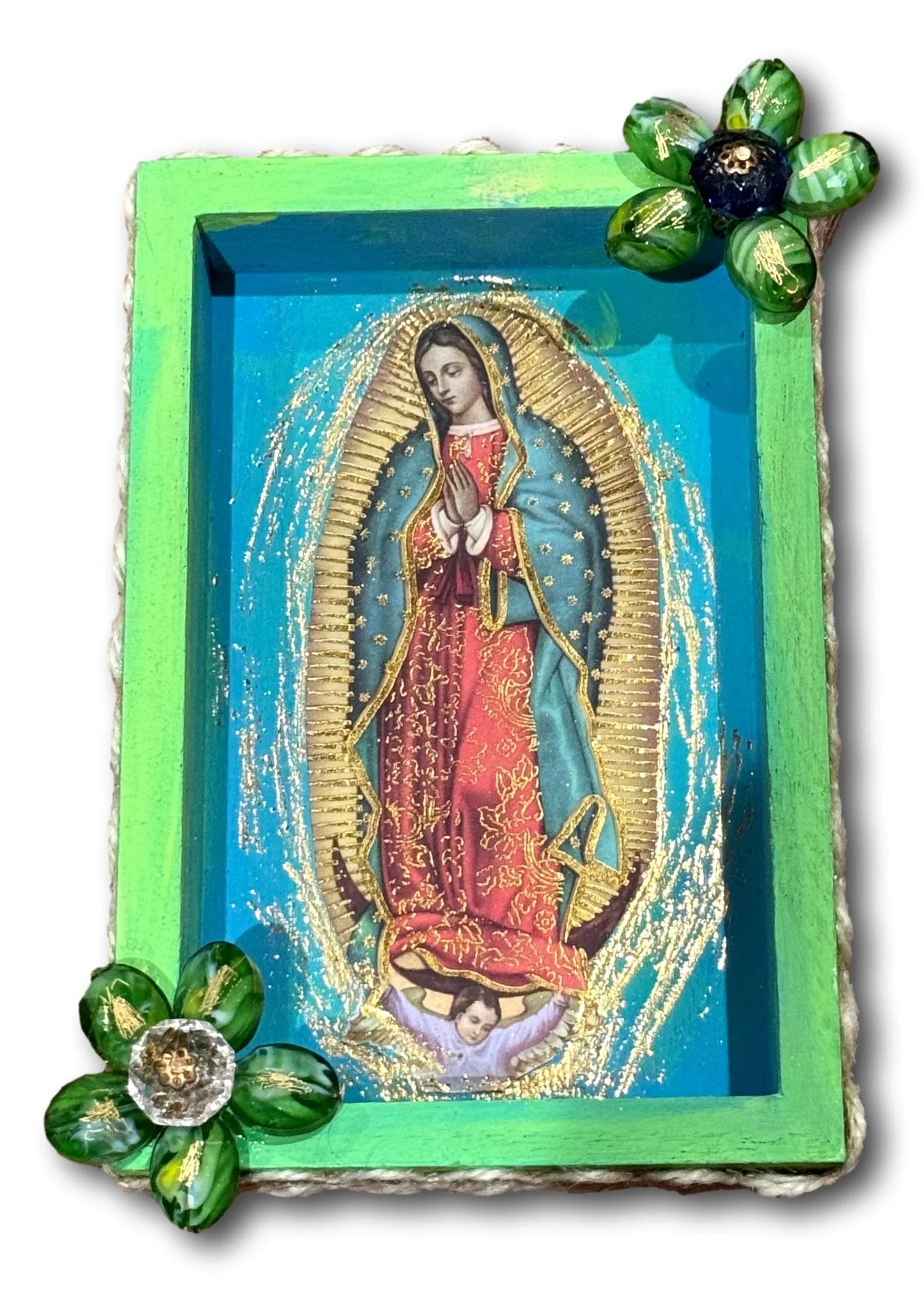 Handmade Nichos with Vintage Saints Prayer Cards, – Upcycled Mexican Art - Ysleta Mission Gift Shop