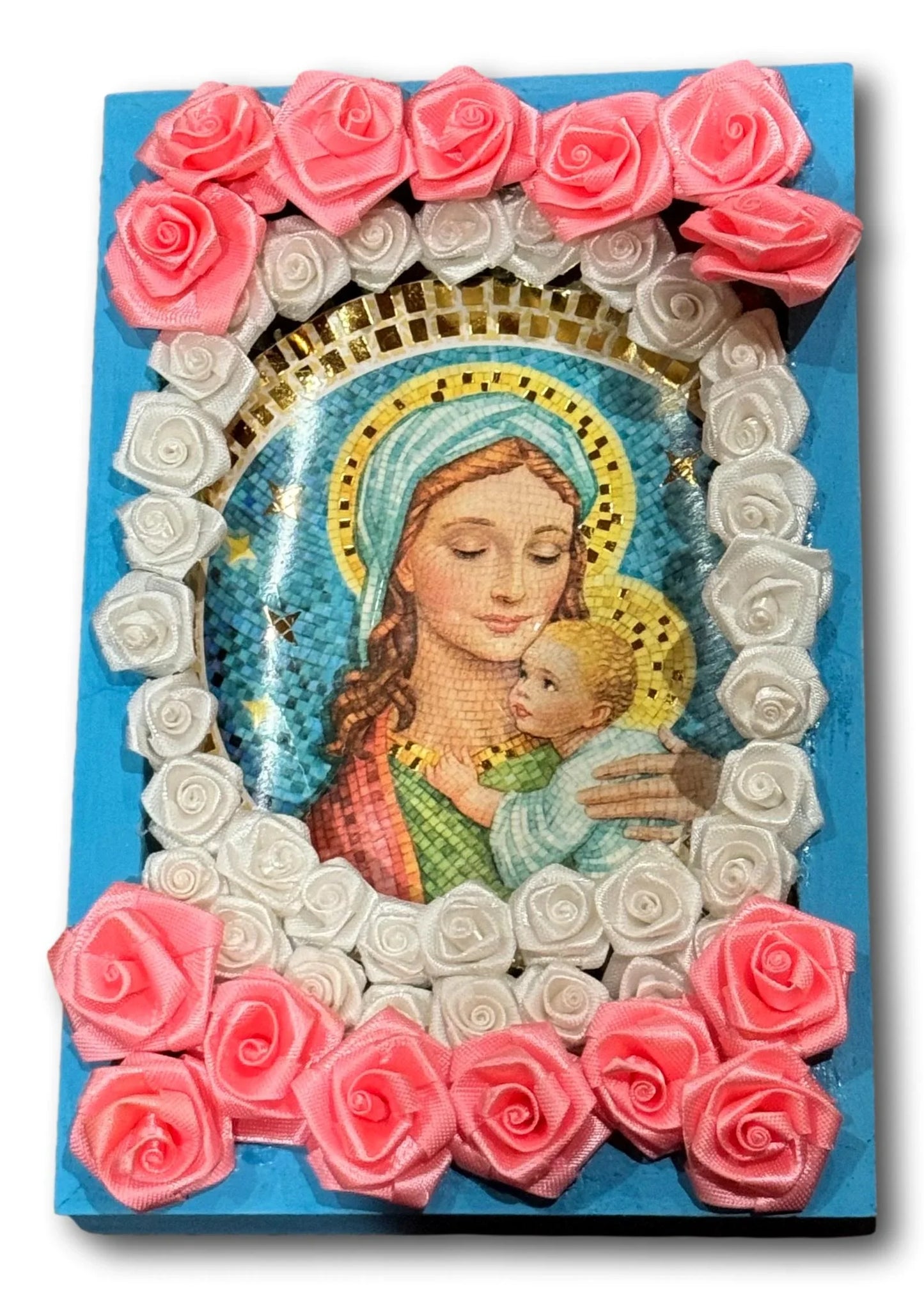Handmade Nichos with Vintage Saints Prayer Cards, – Upcycled Mexican Art - Ysleta Mission Gift Shop