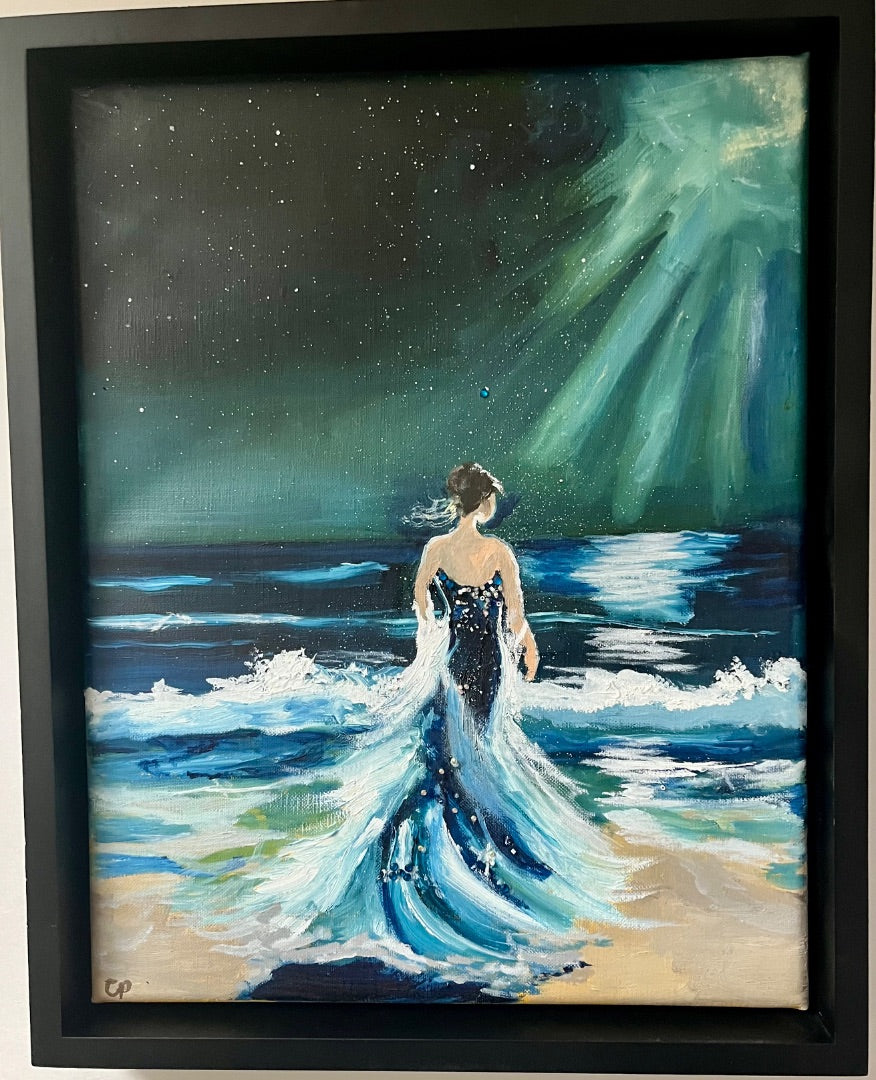 Moonlight Goddess – Ethereal Feminine Energy Framed Oil Painting