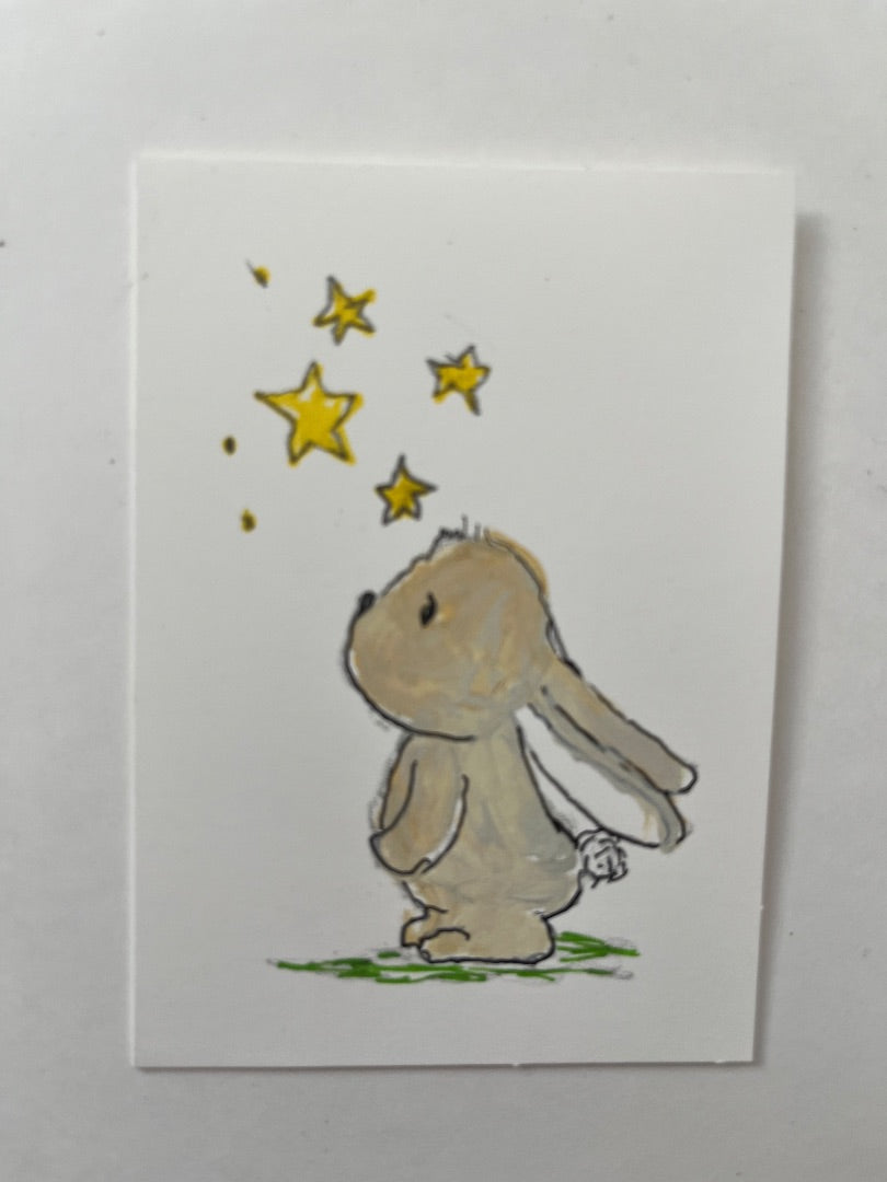 Bunny with Stars – Dreamy Night Sky Blank Note Card for Gentle Greetings