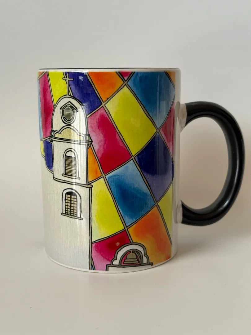 Ysleta Mission Ceramic Mug – 15oz El Paso Stained Glass-Inspired Design - Ysleta Mission Gift Shop