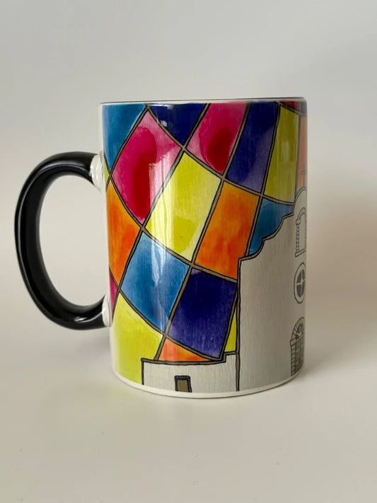 Ysleta Mission Ceramic Mug – 15oz El Paso Stained Glass-Inspired Design - Ysleta Mission Gift Shop
