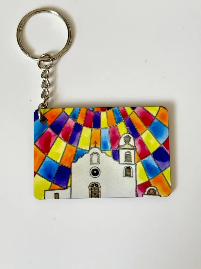 Ysleta Mission Keychain – Vibrant Catholic Keepsake from El Paso - Ysleta Mission Gift Shop