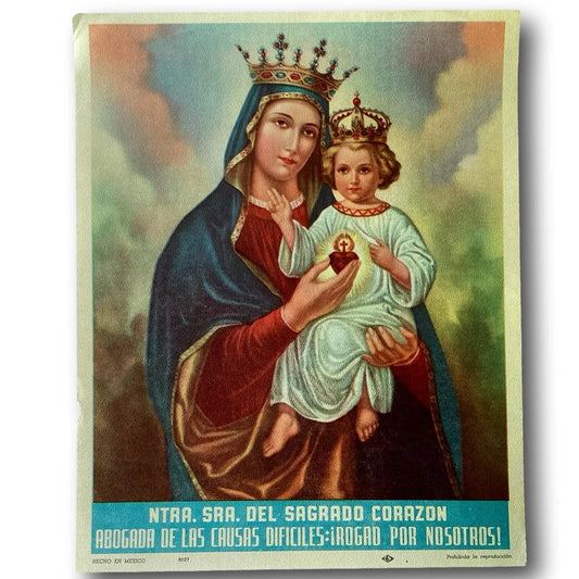 Out-of-Print Religious Image – Immaculate Heart of Mary / Sagrado Corazón de María – New Old Stock - Ysleta Mission Gift Shop
