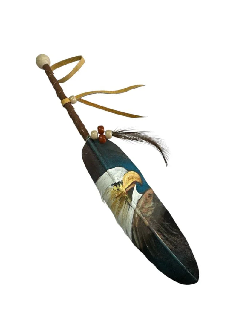 Vivid Hand-Painted Feather Art – Nature and Native Tradition Combined 6" - Ysleta Mission Gift Shop