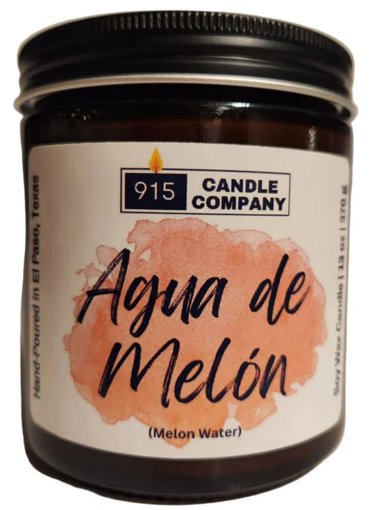 Agua de Melon Scented Soy Candle - Hand-Poured, Small Batch, Glass Container - Ysleta Mission Gift Shop