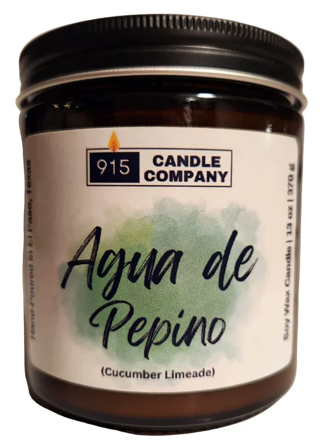 Agua de Pepino Scented Soy Candle - Hand-Poured, Small Batch, Glass Jar - Ysleta Mission Gift Shop