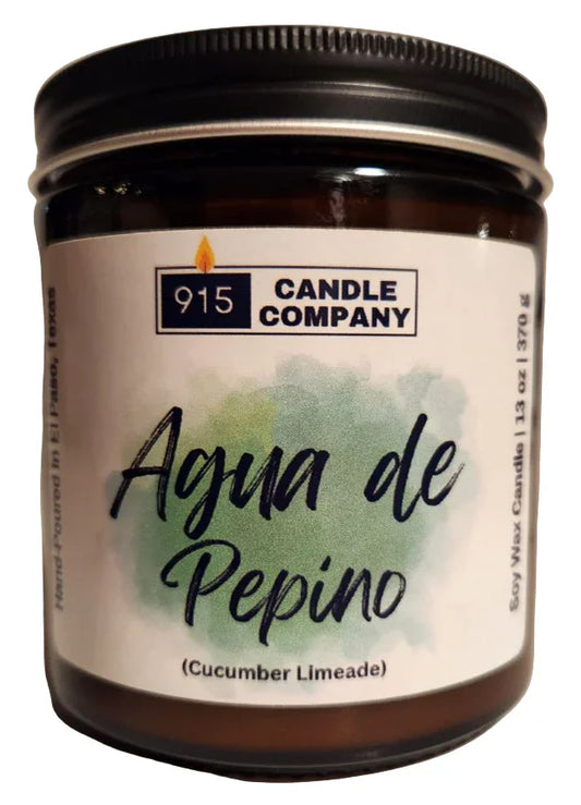 Agua de Pepino Scented Soy Candle - Hand-Poured, Small Batch, Glass Jar - Ysleta Mission Gift Shop