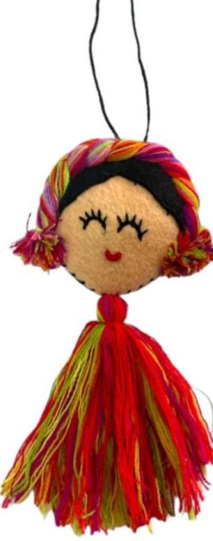 Handcrafted Mexican Embroidered Doll Charm Artisan Accessory from Mexico