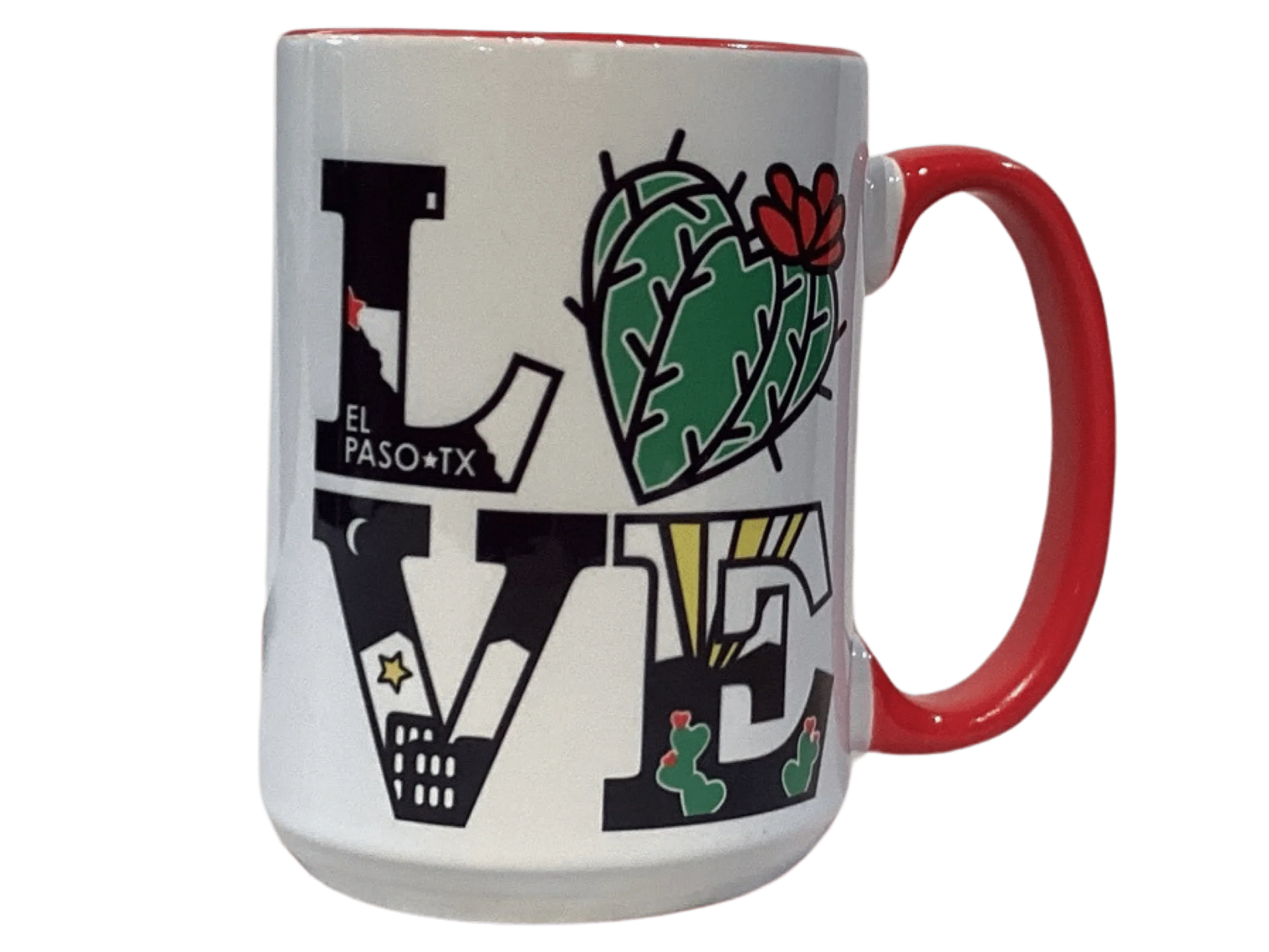 LOVE El Paso Mug – 15 oz Ceramic Coffee Cup Featuring Local City Art - Ysleta Mission Gift Shop