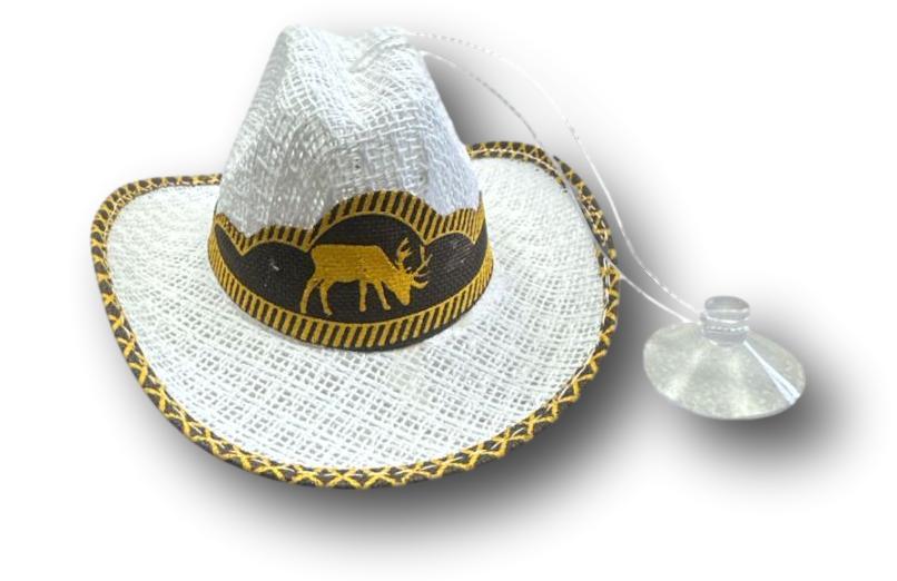 Mini Mexican Palm Hat – 5" Car Decor with Rear-View Mirror Hanger - Ysleta Mission Gift Shop