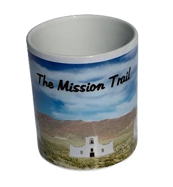 Mission Trail Desert Landscape Mug – 11 oz Southwest Scenic Ceramic Mug - Ysleta Mission Gift Shop