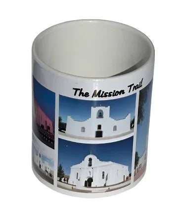Missions Collage Mug – 11 oz Ceramic Catholic Gift Featuring El Paso Missions - Ysleta Mission Gift Shop