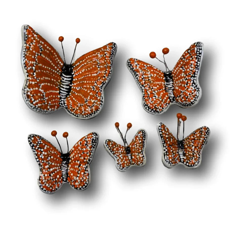 Monarch Butterfly Decorative Clay Wall Set – Handcrafted, Set of 5
