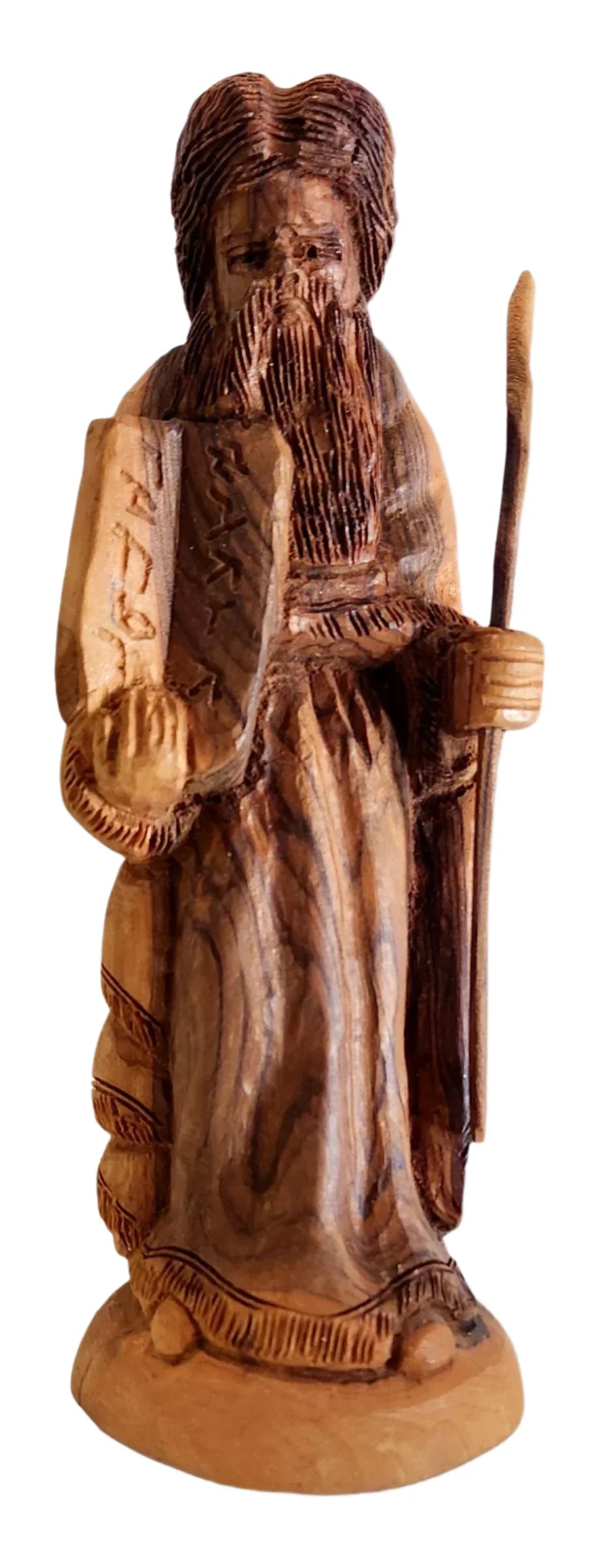 Moses Handcarved Wood Statue – Commandments Figure, 8.5" x 3" - Ysleta Mission Gift Shop