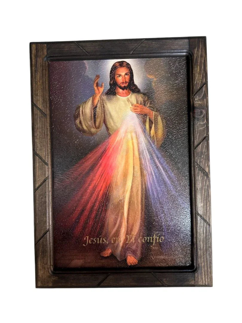 Religious Prints with Wood Frame Various – Classic Christian Wall Art 13 x 17.5 Inches - Ysleta Mission Gift Shop
