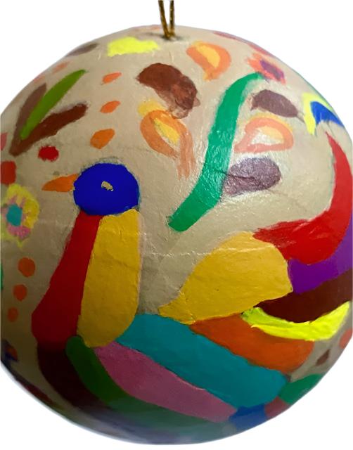Hand-Painted Otomi Patterned Sphere Ornaments – Unique Holiday Decor