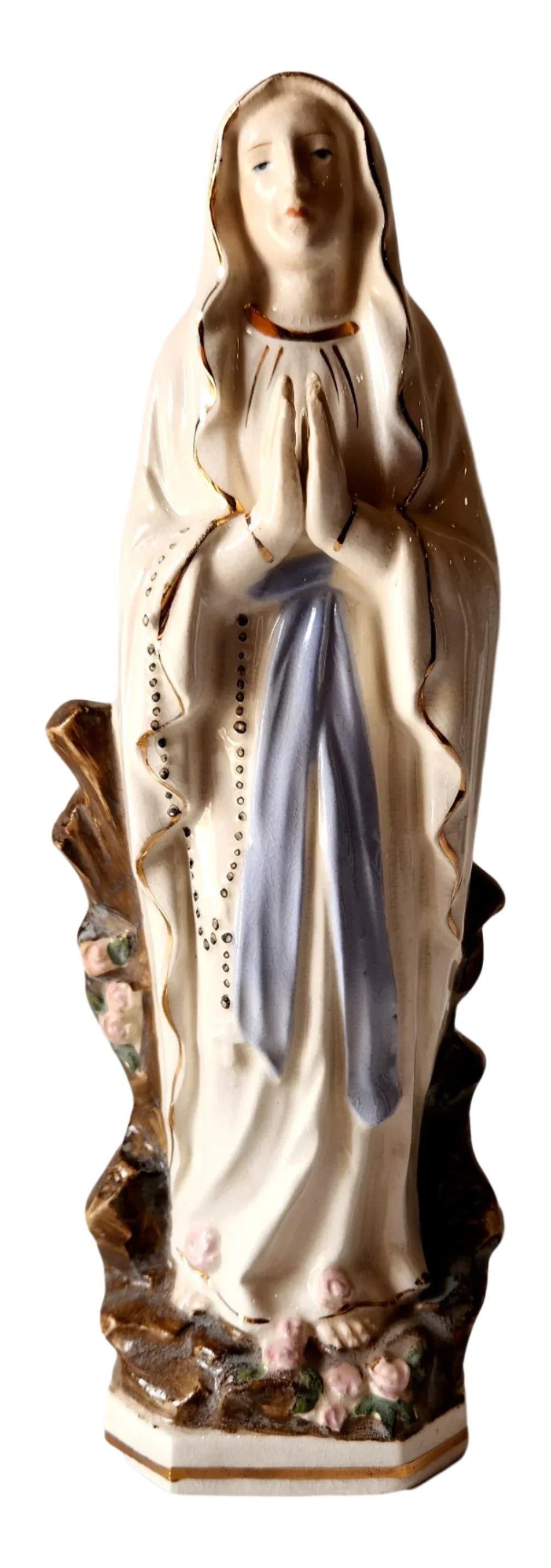 Our Lady of Lourdes Porcelain Statue – Healing Apparition Figure, 8" x 2.25" - Ysleta Mission Gift Shop