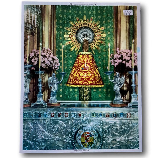 Out-of-Print Religious Image – Our Lady of the Pillar / Virgen del Pilar – New Old Stock - Ysleta Mission Gift Shop