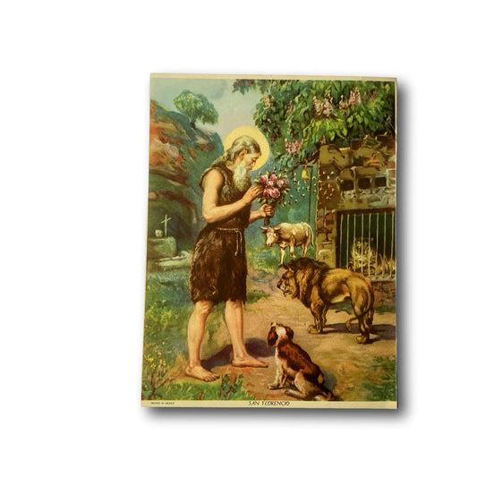 Out-of-Print Religious Image – Saint Florencio with Animals / San Florencio con Animales NOS - Ysleta Mission Gift Shop