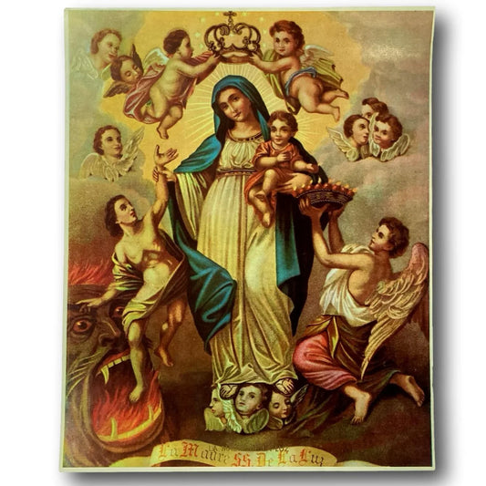Out-of-Print Religious Image – Our Lady of Light / La Madre Santísima de la Luz – New Old Stock - Ysleta Mission Gift Shop