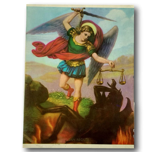 Out-of-Print Religious Image – Saint Michael the Archangel / San Miguel Arcángel NOS - Ysleta Mission Gift Shop