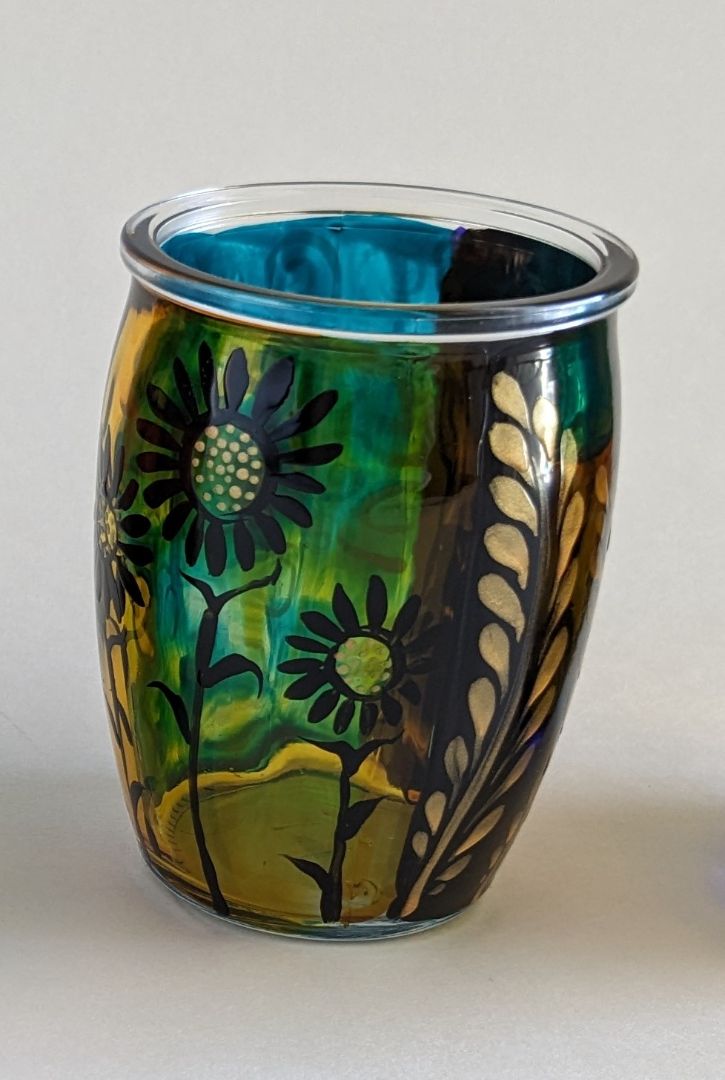 Desert Floral Themed Jar | Hand-Painted Desert Decor