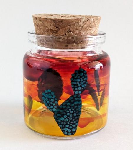 Cactus Desert Sunset Jar with Cork | Handcrafted Desert-Themed Jar