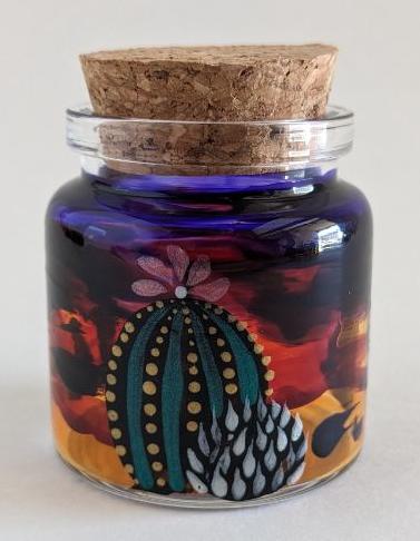 Cactus Desert Sunset Themed Jar | Vibrant Multi-Colored Mason Jar