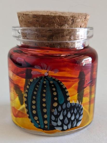 Cactus Desert Sunset Themed Jar | Handcrafted Mason Jar with Vibrant Colors