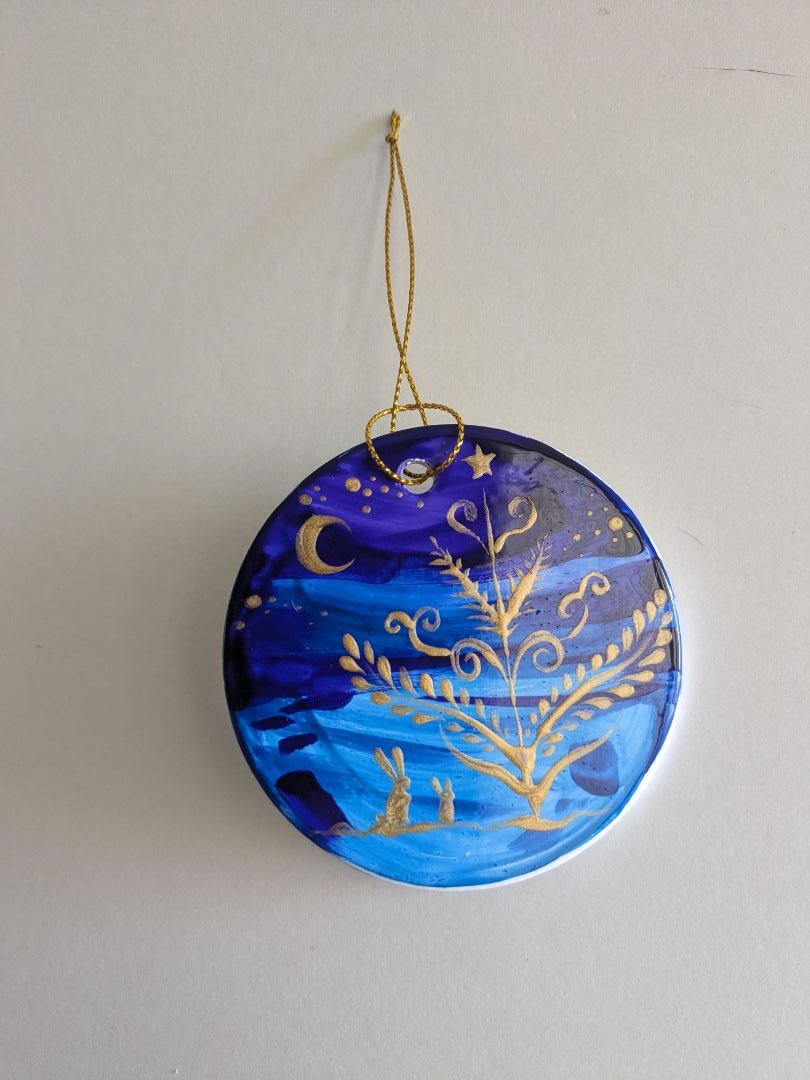 Festive Tree Ornament with Cute Bunnies | Unique Seasonal Ornament