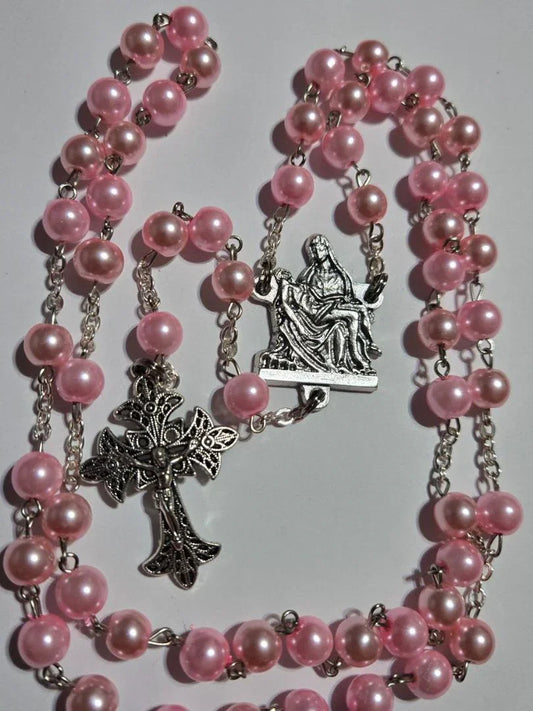 Pink Pieta Rosary – Meditation on the Sorrowful Mysteries - Ysleta Mission Gift Shop