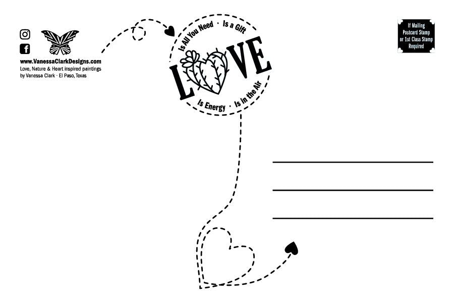 Postcard Greetings from the Southwest – Heart-Shaped Cactus | 4x6 Art Print on Premium Cardstock