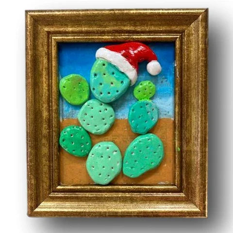 Prickly Pear Ornament - Polymer Clay Southwest Christmas Art - Ysleta Mission Gift Shop
