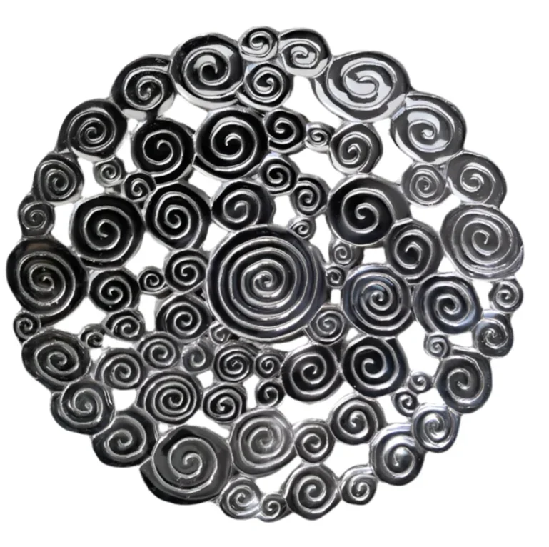 Round Pewter Tray / Fruit Bowl – Elegant Swirl Accent 10" - Ysleta Mission Gift Shop