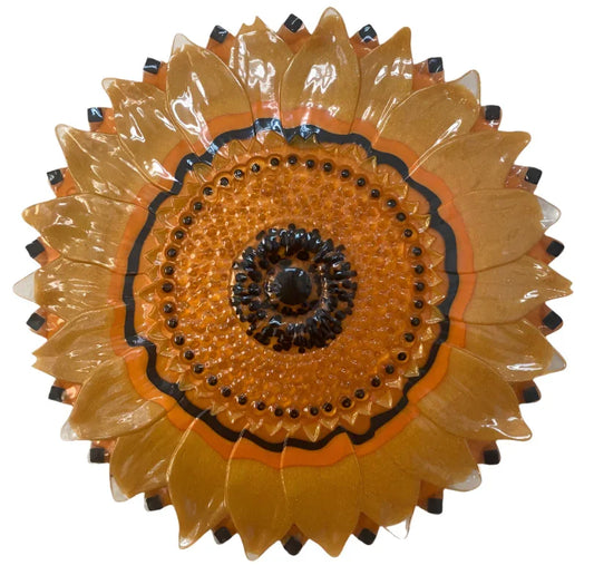 Round 11.5" Sunflower Decorative Plaque with Stones – Handcrafted Christian Home Decor - Ysleta Mission Gift Shop