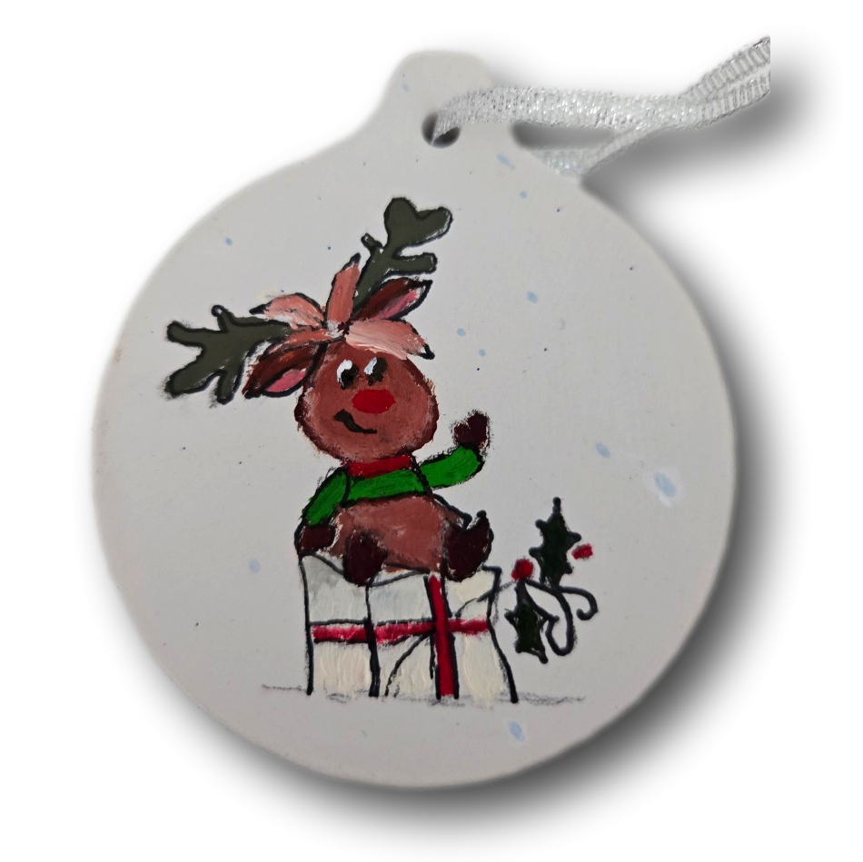 Rudolph Ceramic Christmas Ornament | Hand-Painted Holiday Keepsake