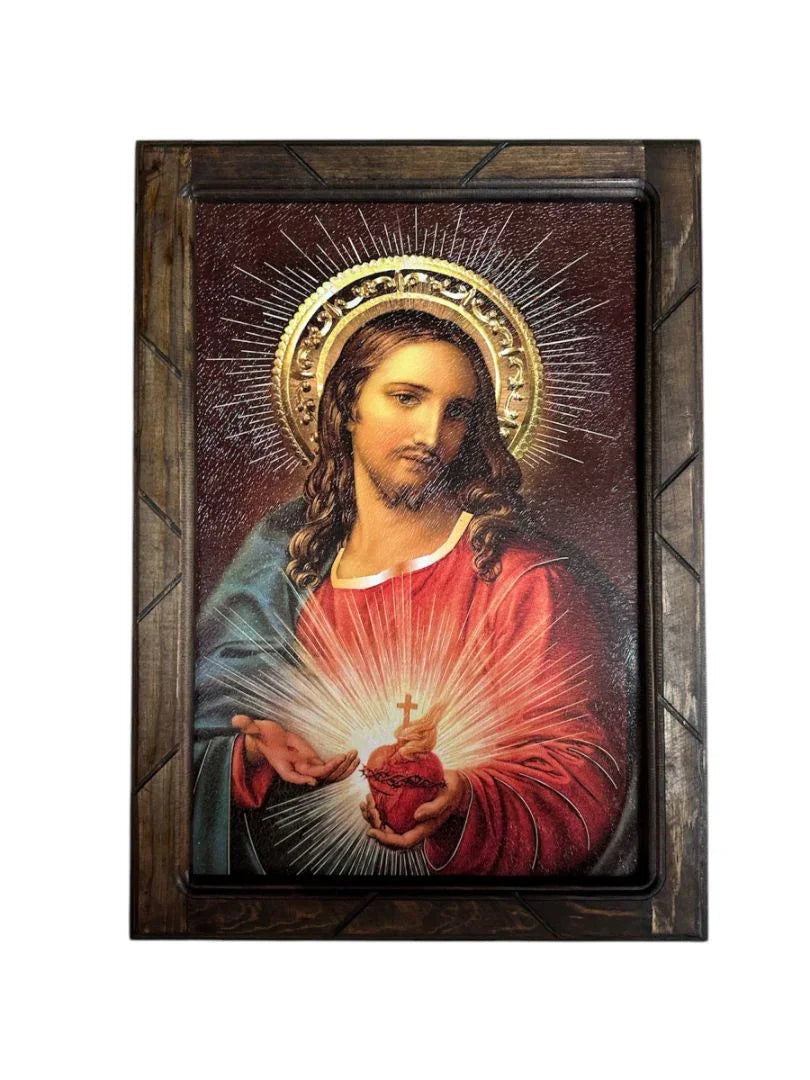 Religious Prints with Wood Frame Various – Classic Christian Wall Art 13 x 17.5 Inches - Ysleta Mission Gift Shop