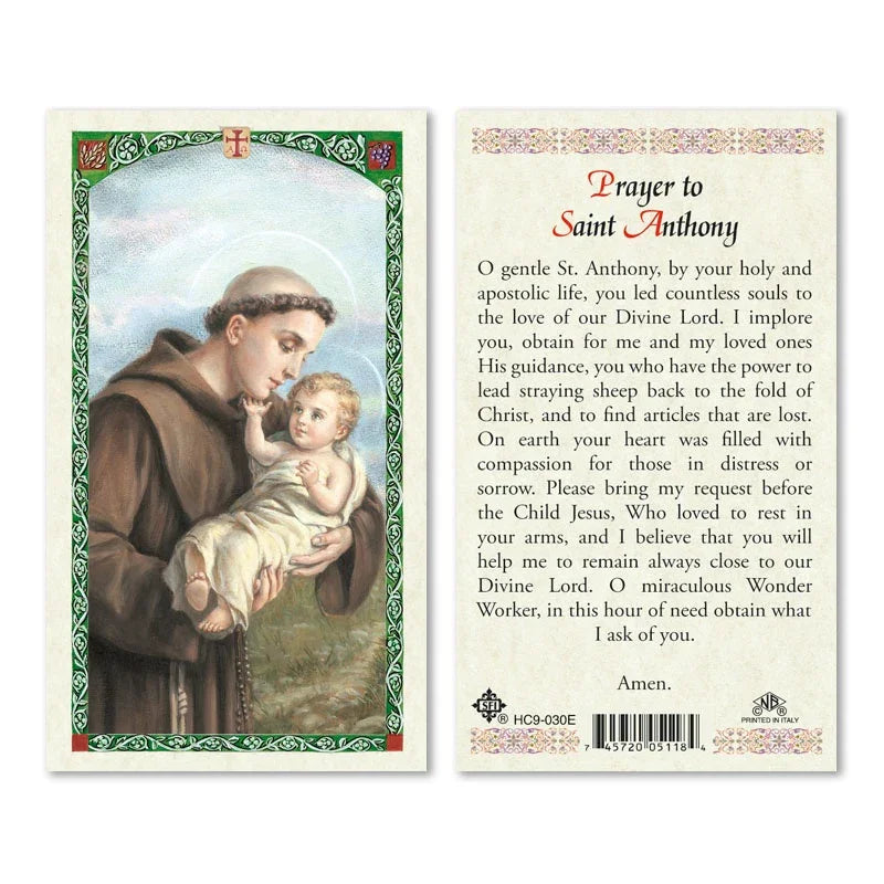 Saint Anthony Prayer Card – Timeless Comfort & Devotion HC9-030E (English) - Ysleta Mission Gift Shop