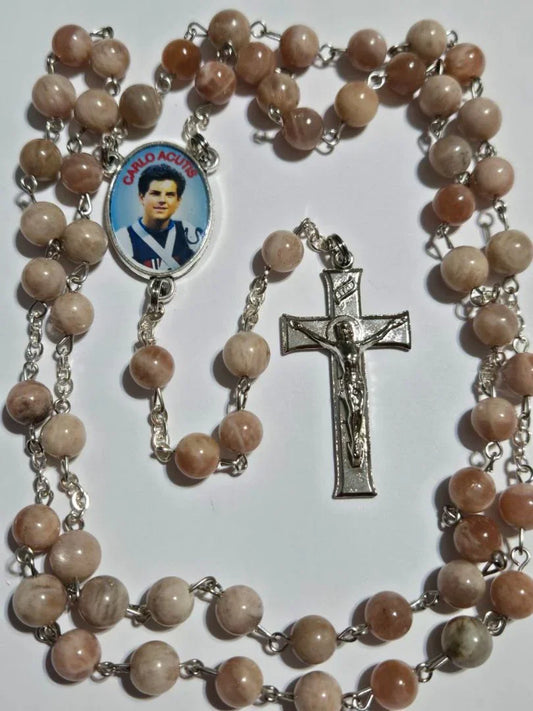 Carlos Acutis Sandstone Rosary – Humble Devotion in Natural Stone - Ysleta Mission Gift Shop