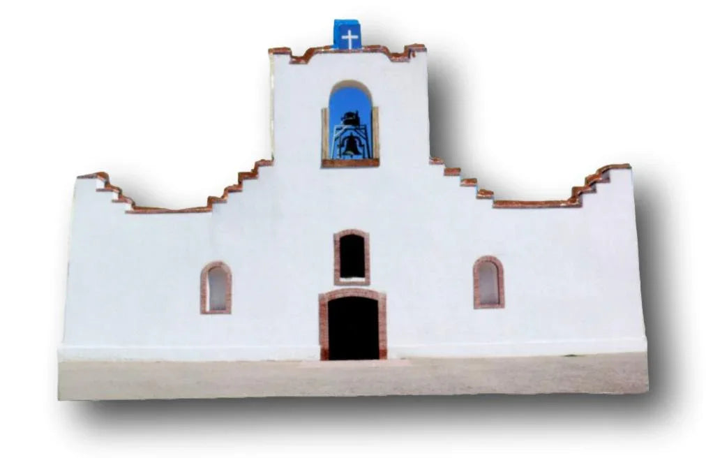 Socorro Mission Wooden Cutout Mini Model – 6" x 3.75" x 0.75" - Ysleta Mission Gift Shop