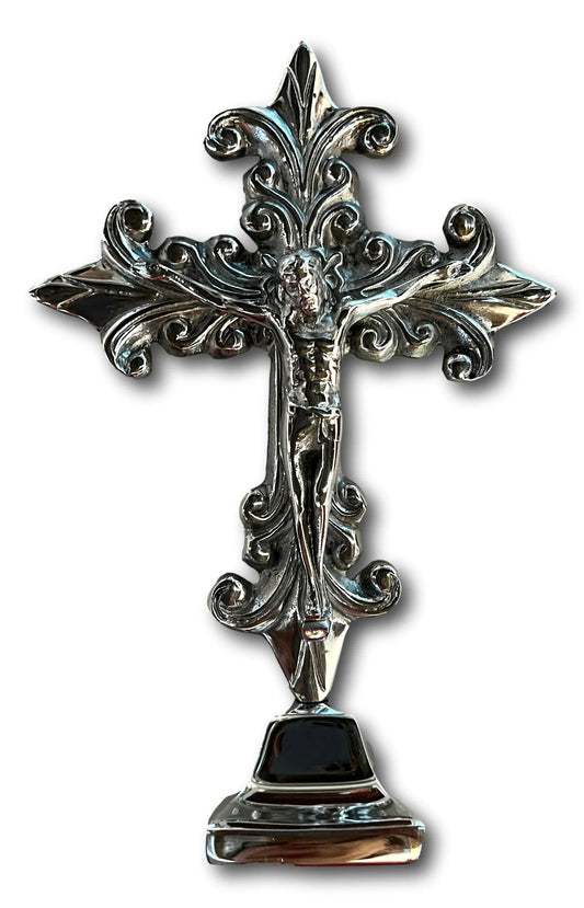 Standing Christ Pewter Figurine – Devotional Table Accent, 9" x 6" - Ysleta Mission Gift Shop