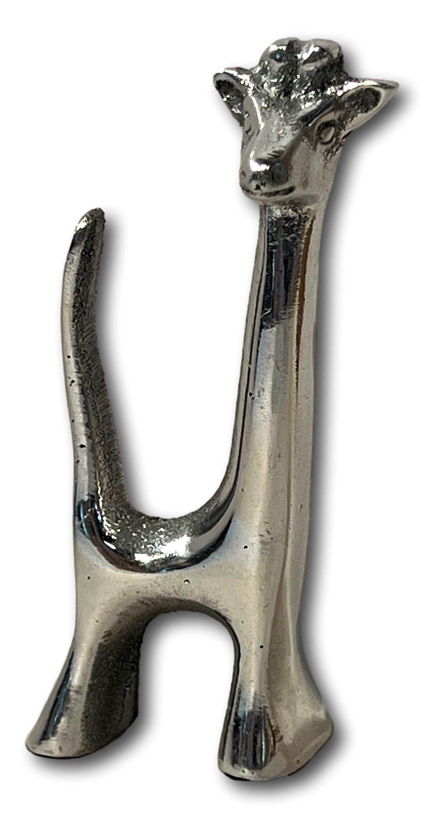 Standing Pewter Giraffe Ring Holder – Whimsical 4" Jewelry Stand & Thoughtful Gift