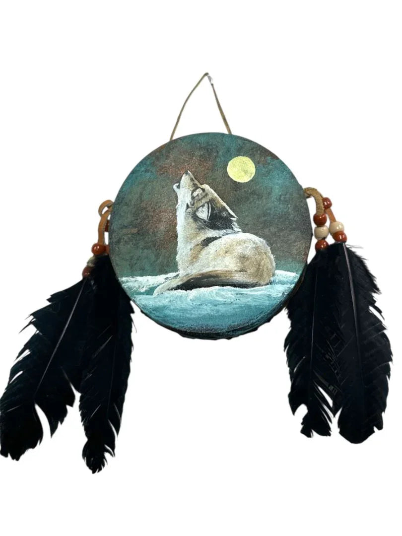 Hand-Painted Mini Rawhide Drum – Mexican Souvenir or Musical Gift (4") - Ysleta Mission Gift Shop