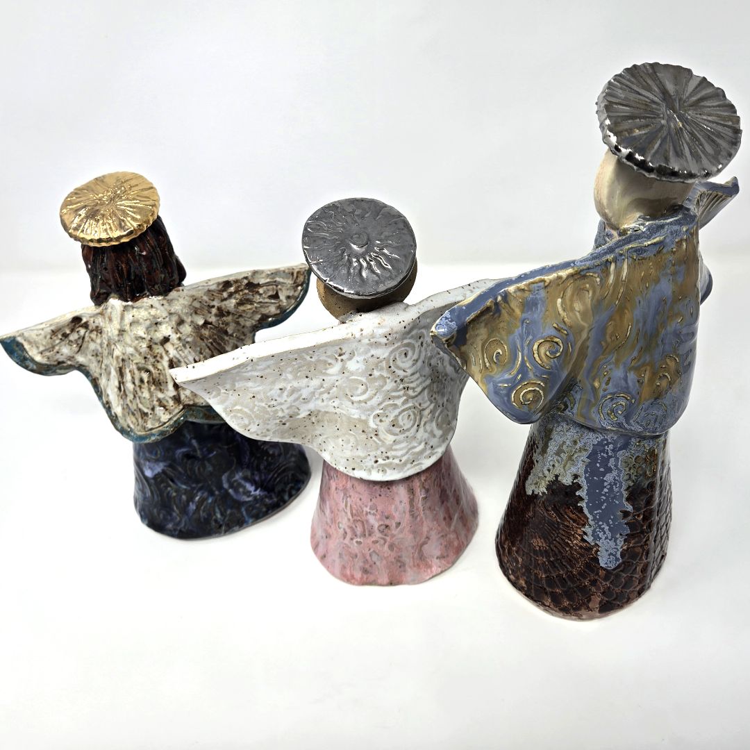 Ceramic Angel Minimalist Sculpture with Metallic Halo - Ysleta Mission Gift Shop