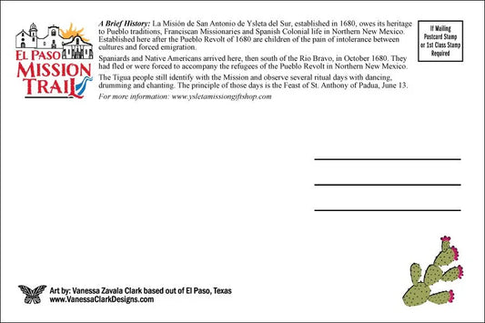 Postcard – Ysleta Mission Painting | Historic El Paso Mission Art Print- 4 x 6 - Ysleta Mission Gift Shop