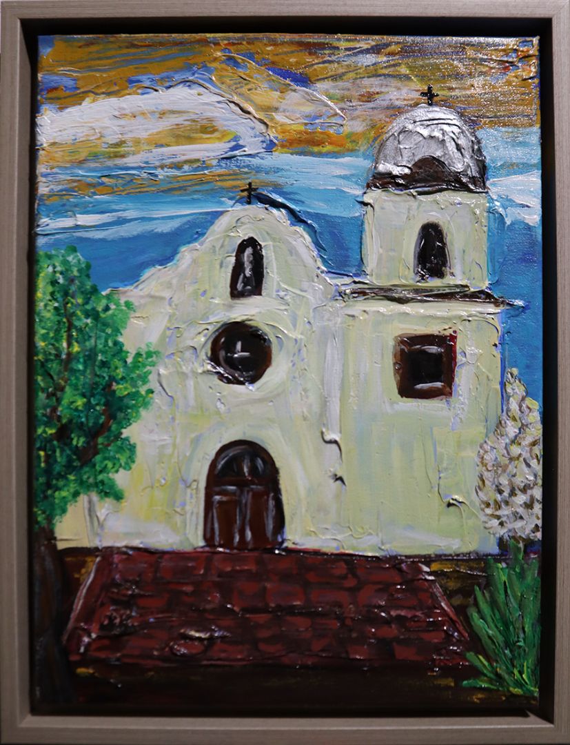 Handpainted Original Art Ysleta Mission Painting By Local Artist - 11" x 14"