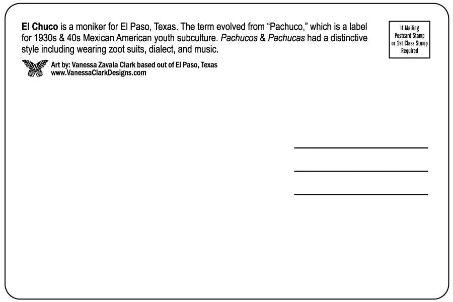 Postcard – El Chuco License Plate | 4x6 El Paso Souvenir Art Card - Ysleta Mission Gift Shop