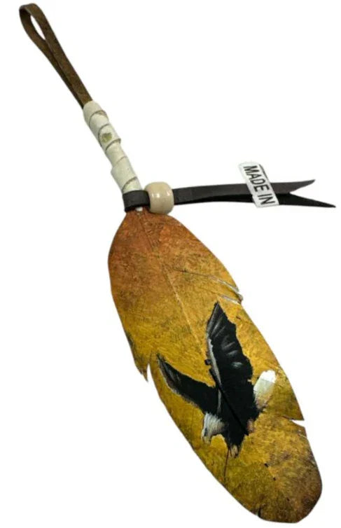 Vivid Hand-Painted Feather Art – Nature and Native Tradition Combined 6" - Ysleta Mission Gift Shop